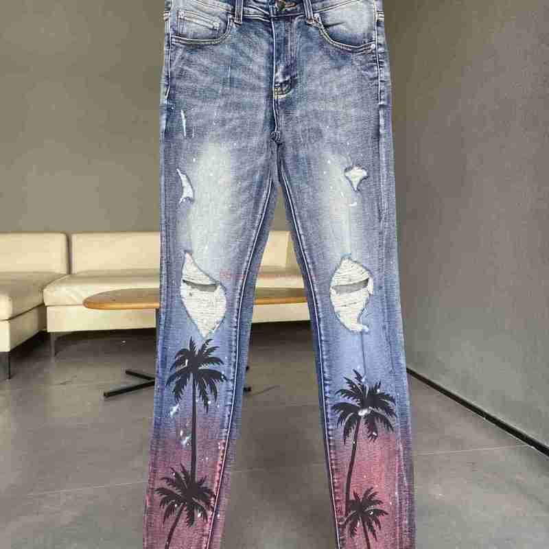 Designer Clothing Amires Jeans Denim Pants Amies 23 New 6597 Blue Perforated with Coconut Tree Print Paint Gradient Slim Fit Small Feet for Men Distressedx2kg, Picture color
Designer Clothing Amires Jeans Denim Pants Amies 23 New 6597 Blue Perforated with Coconut Tree Print Paint Gradient Slim Fit Small Feet for Men Distressedx2kg, Picture color