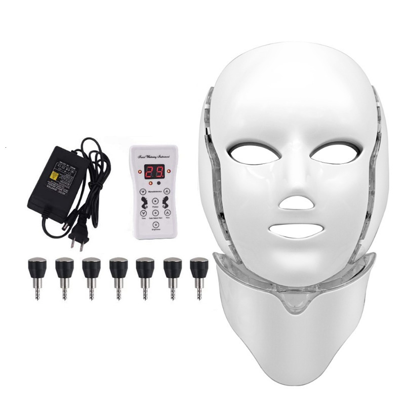 Face Massager LED Pon 7 Color Mask Skin Rejuvenation Therapy Neck Anti-wrinkle Age Machine Whiten Repair Beauty Care Massage Tools 230626