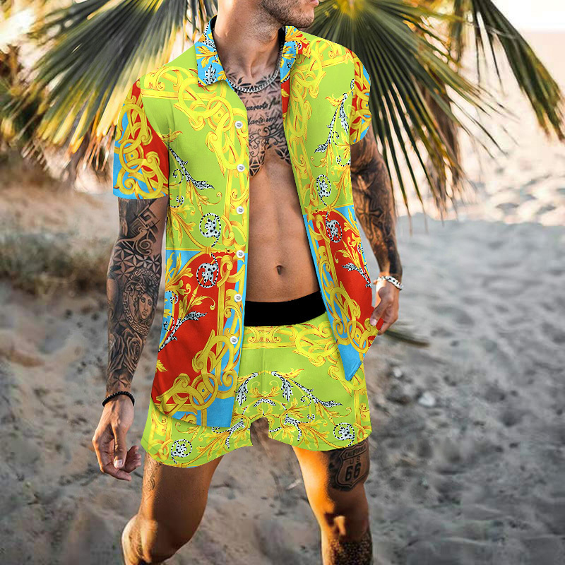 Men's Tracksuits Fashion Hawaiian Shirt Set Mens Printing Short Sleeve Summer Casual Beach Two Piece Men Sets S3XL 230626