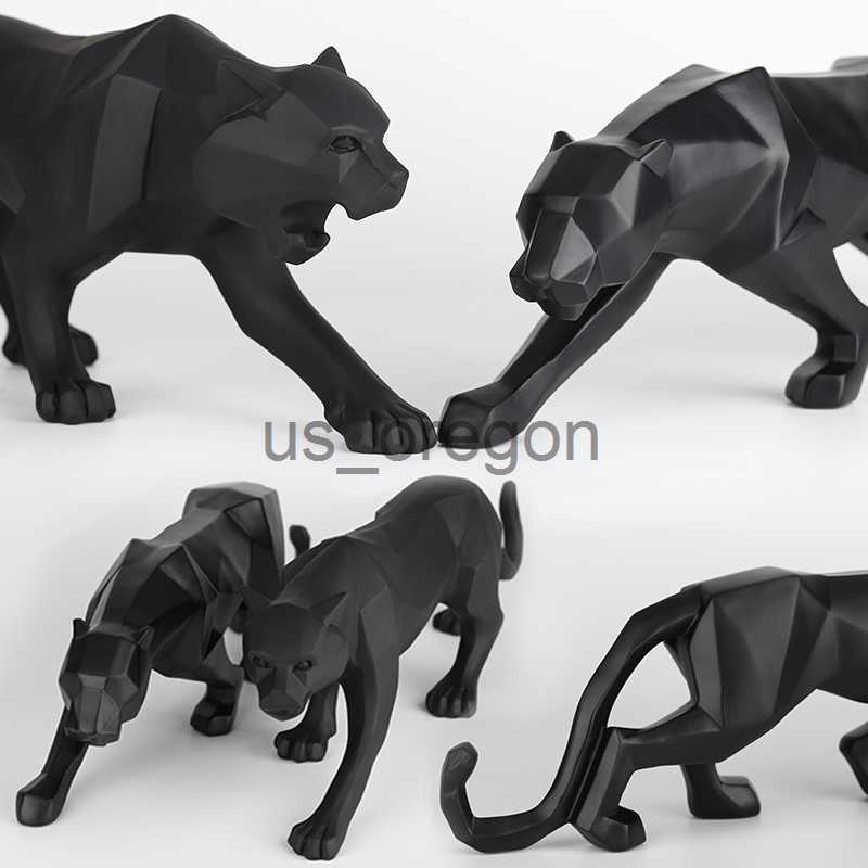 Decorative Objects Figurines Black panther animal statue Resin abstract Geometric Style Decor Crafts Modern home livingroom office desktop Sculpture O