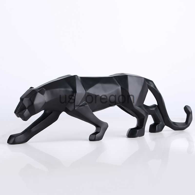 Decorative Objects Figurines Black panther animal statue Resin abstract Geometric Style Decor Crafts Modern home livingroom office desktop Sculpture O
