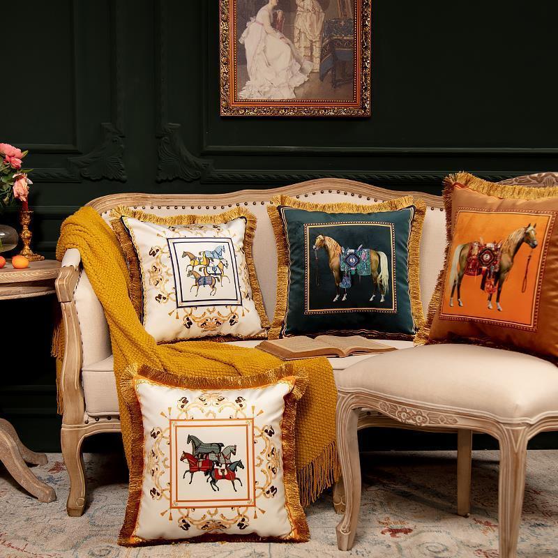 Decorative Pillow Retro Veet Throw Pillows Sofa Tassel Cushion Home Decoration Hugs Office Are Available 230626