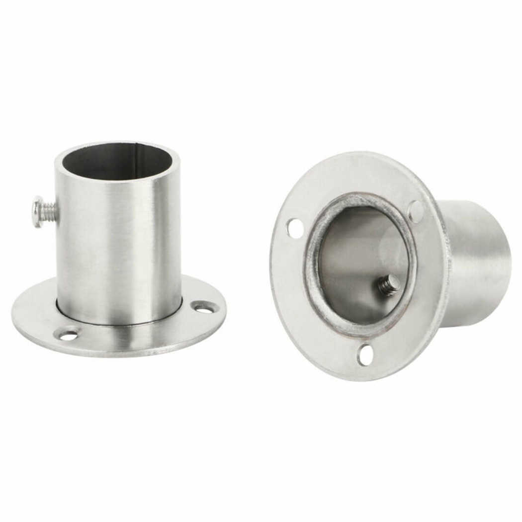 2Pcs Cabinet Clothes Closet Rod Bracket Wardrobe Clothes Tube Pole End Support Flange Socket Furniture Hardware Stand