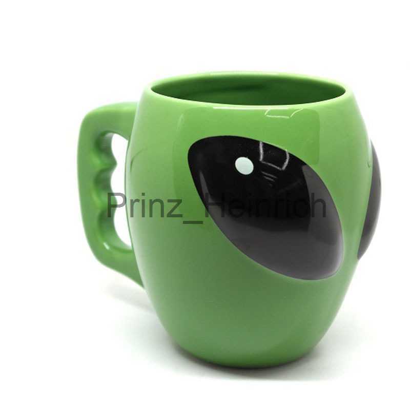 Mugs Cartoon Creative Green Alien Ceramic Cups Interesting Fashion Coffee Cup Birthday Gift Water Cup Wholesale Turkish Coffee Cups J230627