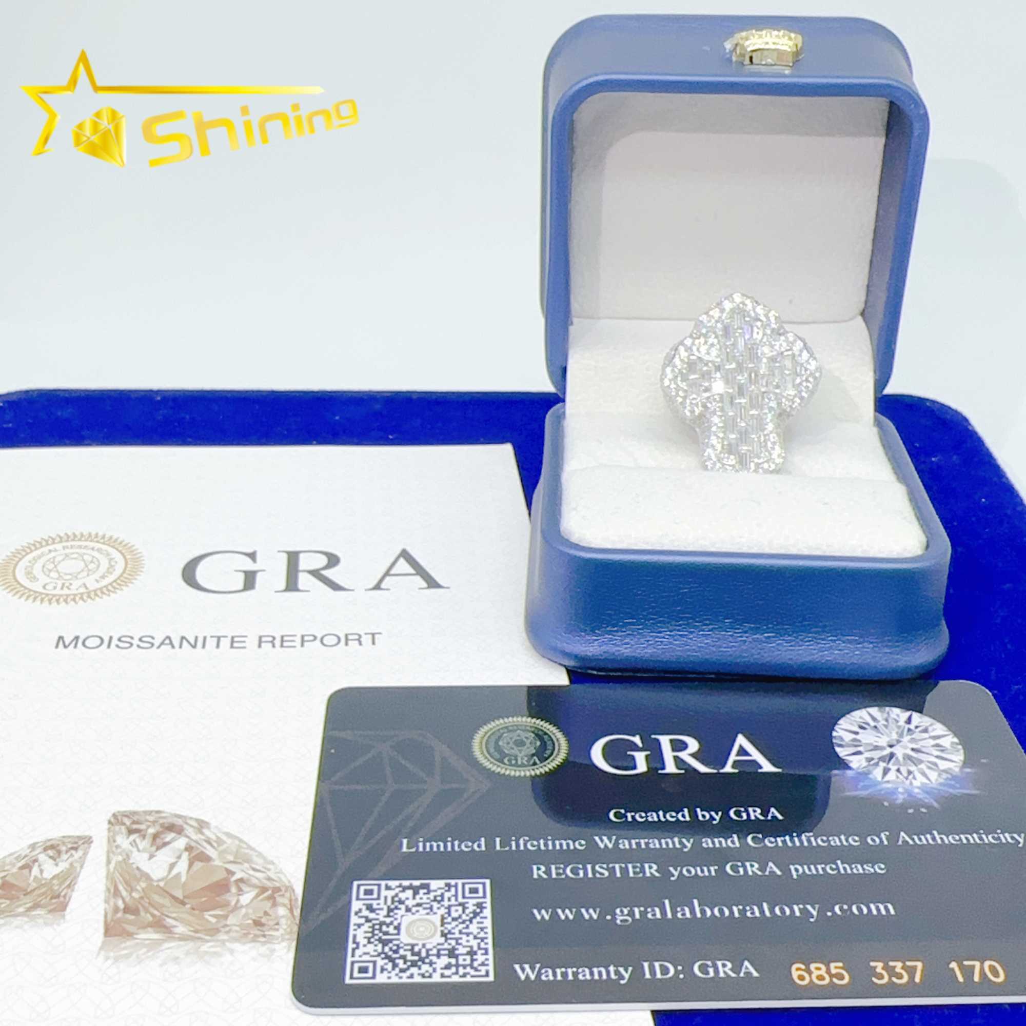 Iced Out 925 Sterling Silver Hip Hop Moissanite Ring Men Custom Cross Finger Rings