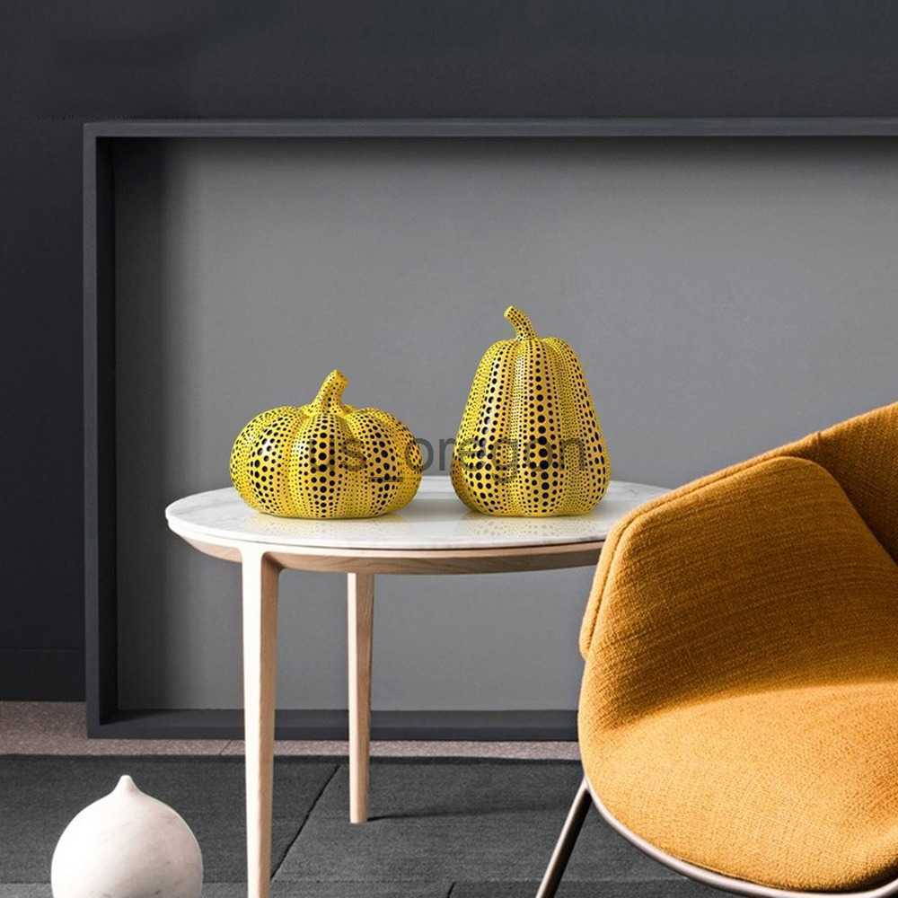 Decorative Objects Figurines Yayoi Kusama Wave Point Pumpk Abstract Statue Ornaments Room Resin Figurine Desk Adornment Home Decoration Modern Home De
