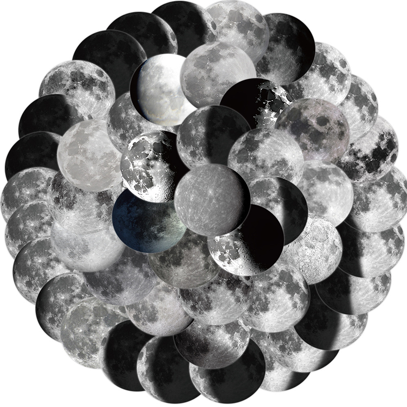 50Pcs Black and White Moon Phase Stickers Moon Lunar Surface Graffiti Kids Toy Skateboard Car Motorcycle Bicycle Sticker Decals
