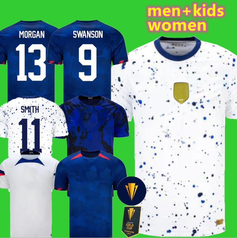 

USWNT UsaS Soccer Jersey Football Shirts 2023 4 Stars Woman Kids Kits USMNT 22/23 Maillot de Foot Men Concacaf Gold Cup 2024 Women's WoRlD McKennie PULISIC SMITH MORGAN, 2022 away women