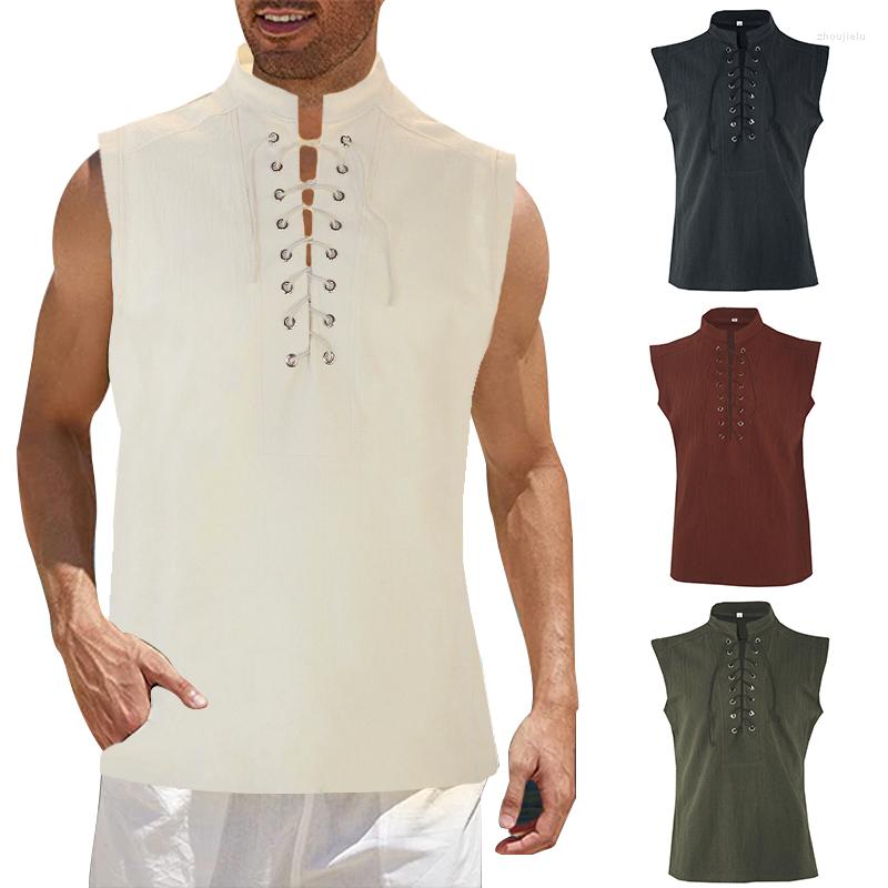 Men's Casual Shirts Medieval Viking Sleeveless T-shirt Punk Backstrap Top Halloween Cosplay Costume Archers Decorated Vest Stage Show, Black
Men's Casual Shirts Medieval Viking Sleeveless T-shirt Punk Backstrap Top Halloween Cosplay Costume Archers Decorated Vest Stage Show, Black