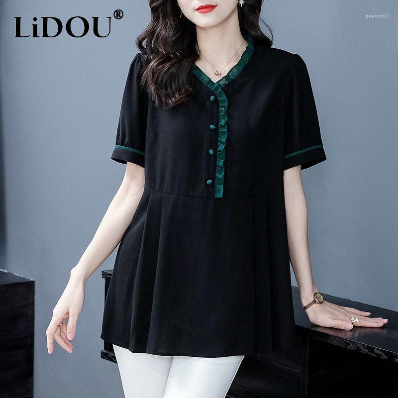 Women's T Shirts 2023 Summer Solid Color Edible Tree T-Shirts Women V-neck Short Sleeve Pleated Patchwork Tees Ladies Temperament, Black
Women's T Shirts 2023 Summer Solid Color Edible Tree T-Shirts Women V-neck Short Sleeve Pleated Patchwork Tees Ladies Temperament, Black