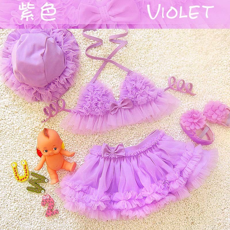 Pajamas Baby Kids Girls Bikini Princess Three Piece Swimming Suit Split Top Skirt Hat Swimwear Summer Beach Children Swimsuit SA4001 230628