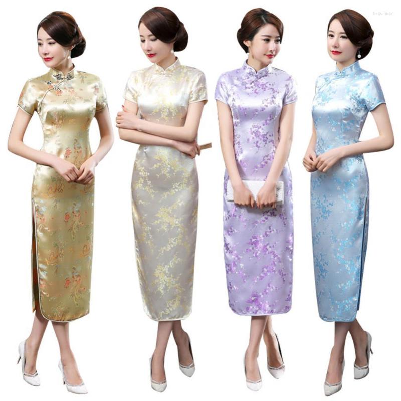Ethnic Clothing Traditional Chinese Flower Print Elegant Short Sleeve Women Long Cheongsam Bridesmaid Evening Dress Robe Femme
Ethnic Clothing Traditional Chinese Flower Print Elegant Short Sleeve Women Long Cheongsam Bridesmaid Evening Dress Robe Femme