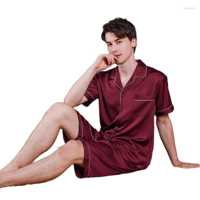 Men's Sleepwear Men's Fashion Men's Silk Satin Pajama Set Solid Color Short Sleeve Button T-Shirt Top With Elastic Belt Boxer, Black
Men's Sleepwear Men's Fashion Men's Silk Satin Pajama Set Solid Color Short Sleeve Button T-Shirt Top With Elastic Belt Boxer, Black