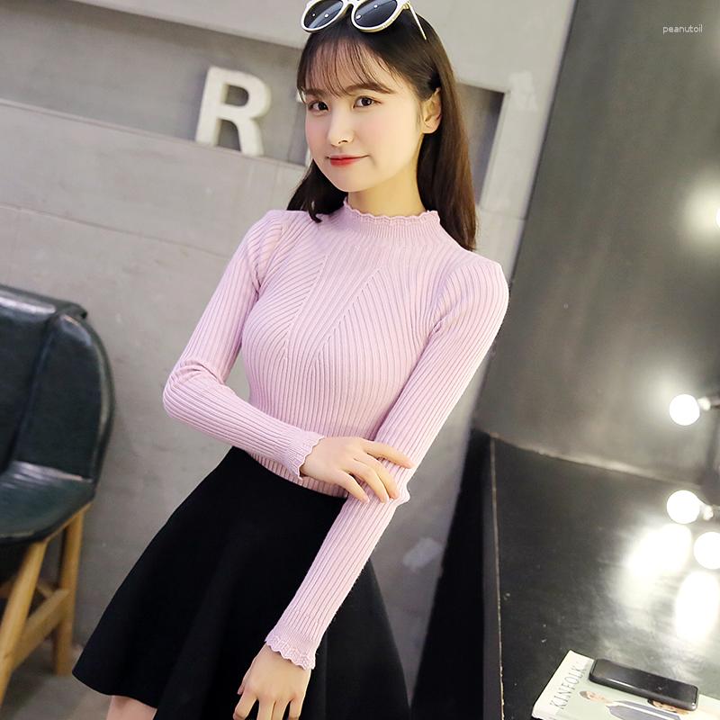 Women's Sweaters Pure Color Core-spun Yarn Lace Collar Slim-fit Sweater Fashion Casual Bottoming Shirt, Black
Women's Sweaters Pure Color Core-spun Yarn Lace Collar Slim-fit Sweater Fashion Casual Bottoming Shirt, Black
