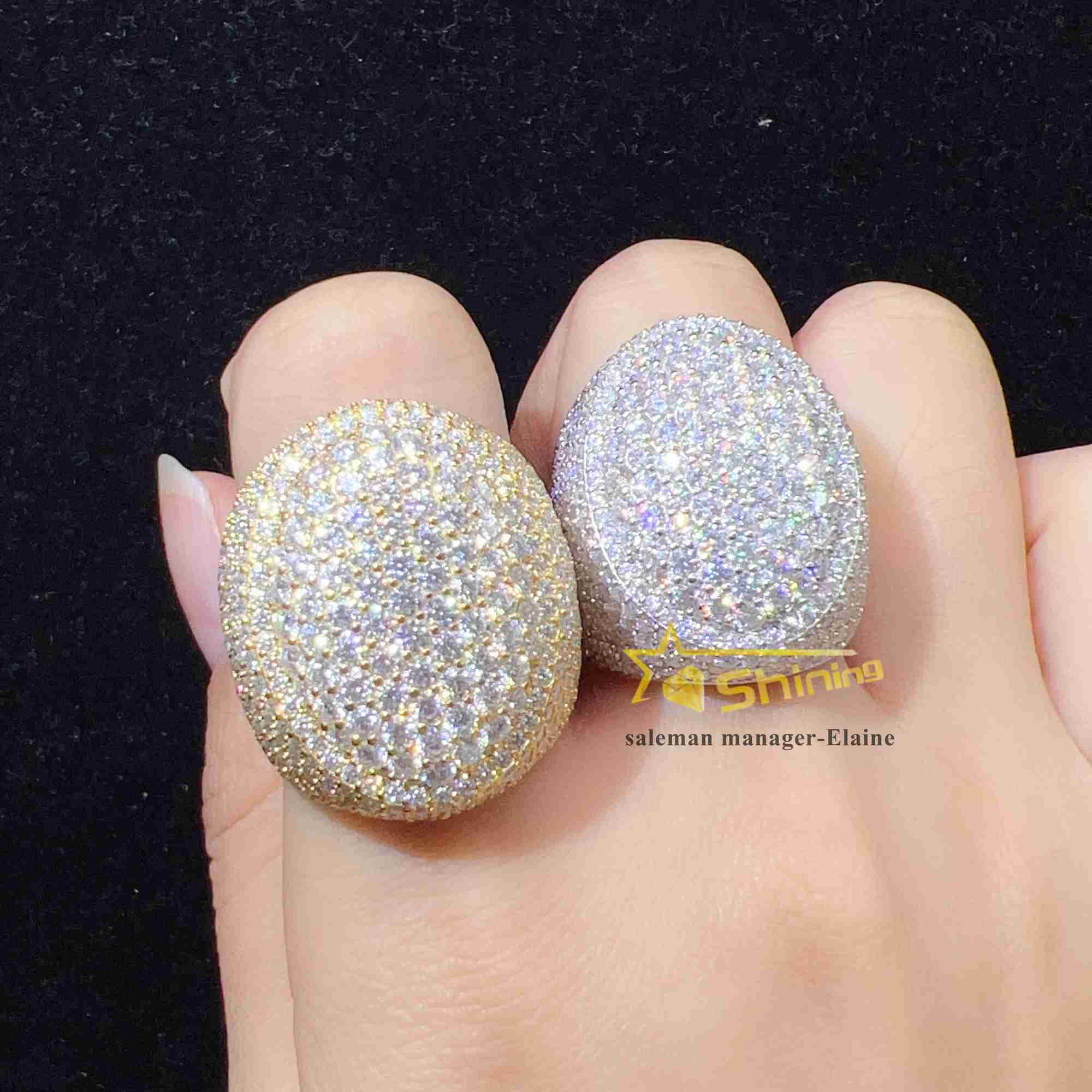 Gold Plated 925 Sterling Silver Vvs Moissanite Mens Ring