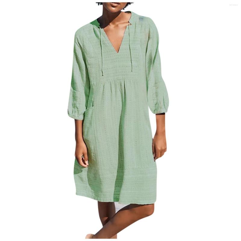 Casual Dresses Ladies Loose Cotton Linen Dress V-Neck Halfg Sleeve Solid Color With Pocket For Women Women' Summer Long, Green
Casual Dresses Ladies Loose Cotton Linen Dress V-Neck Halfg Sleeve Solid Color With Pocket For Women Women' Summer Long, Green