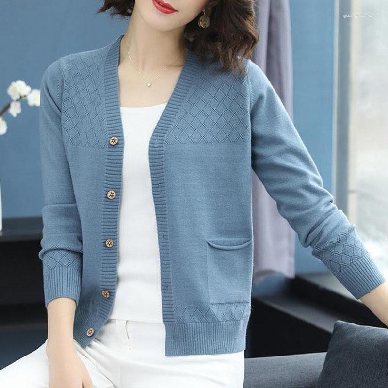 Women's Knits 2023 Spring Autumn Fashion V-Neck Knitted Sweater Jacket Women Solid Color All-match Sweaters Female Clothing Loose Tops, Black 
Women's Knits 2023 Spring Autumn Fashion V-Neck Knitted Sweater Jacket Women Solid Color All-match Sweaters Female Clothing Loose Tops, Black