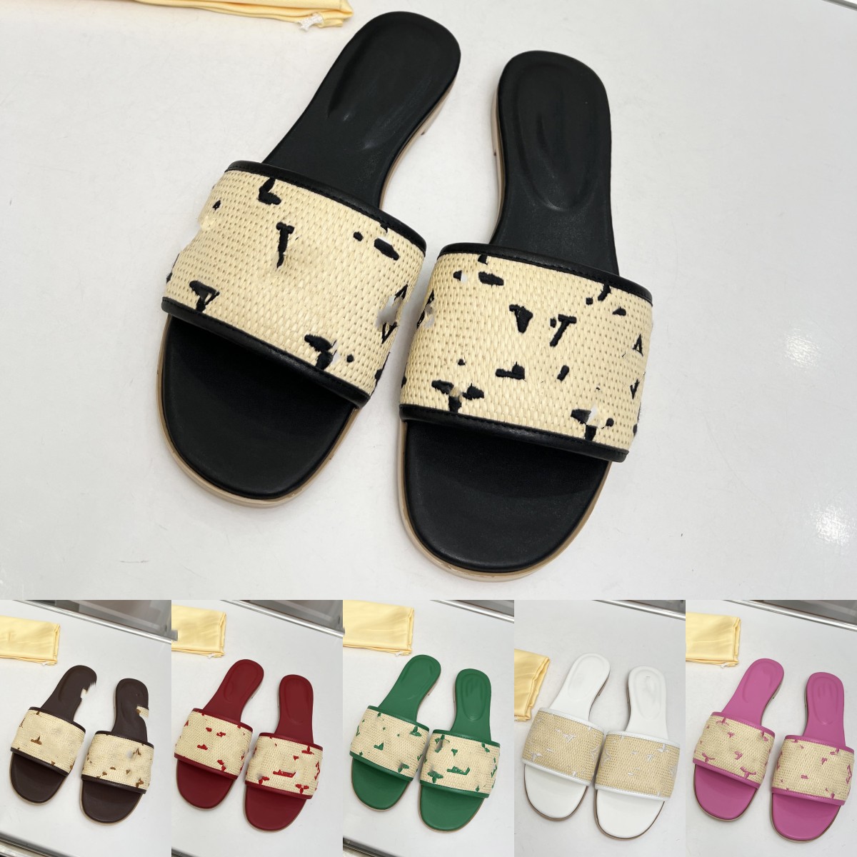 2023 women luxury Designer slippers espadrilles Fashion summer banquet Slide shoes pp straw outdoor leather brand sandals multicolor Casual flat heel Mule letter, Lvtn620-1
2023 women luxury Designer slippers espadrilles Fashion summer banquet Slide shoes pp straw outdoor leather brand sandals multicolor Casual flat heel Mule letter, Lvtn620-1