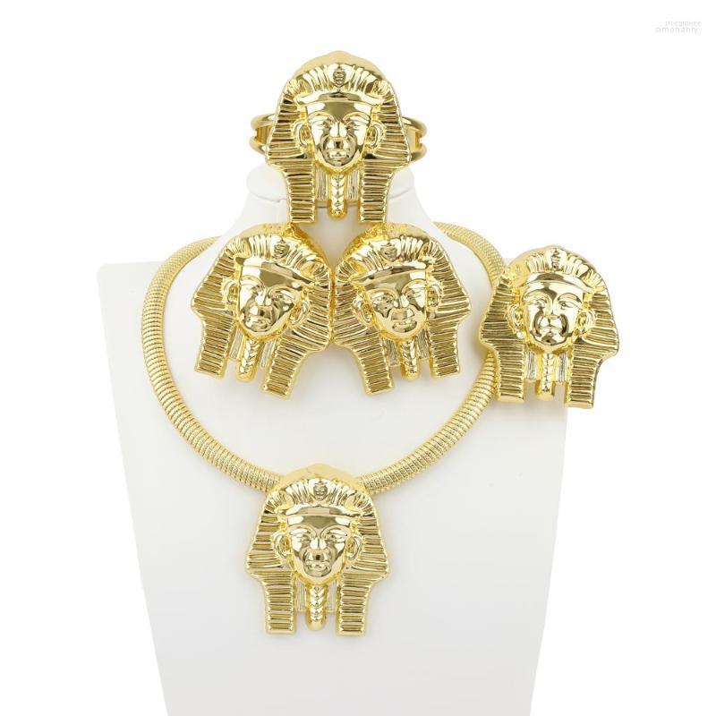 Necklace Earrings Set Nigerian Pharaoh Face Shape Punk Bracelet Luxury And Unique Personalized Fashion Jewelry Party Gift, Picture shown
Necklace Earrings Set Nigerian Pharaoh Face Shape Punk Bracelet Luxury And Unique Personalized Fashion Jewelry Party Gift, Picture shown