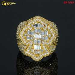 Fine Iced Out Hip Hop Cuban Ring Gold Plated 925 Sterling Silver Vvs Moissanite Diamond for Men