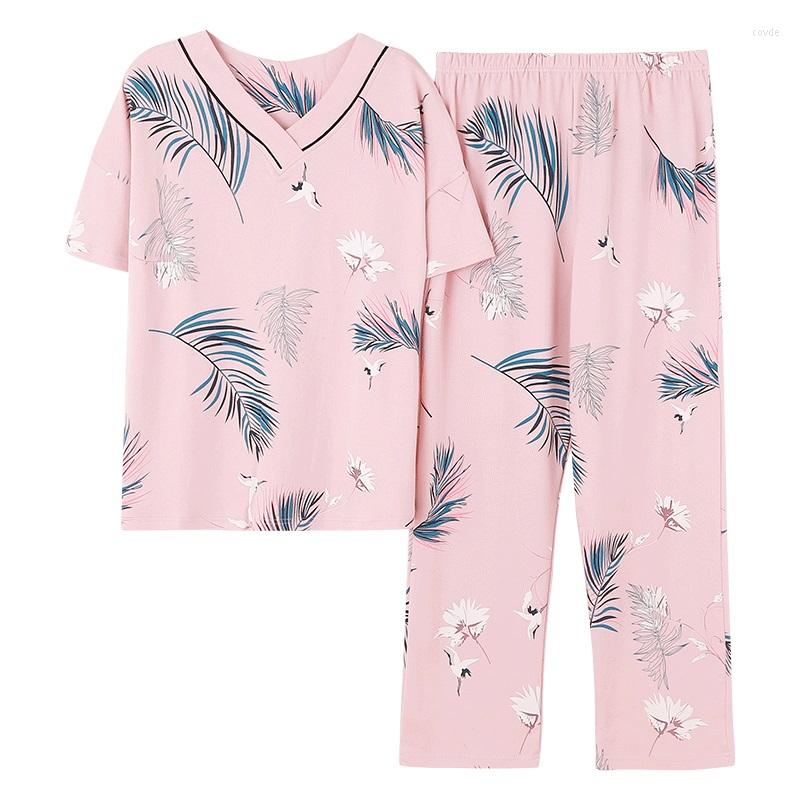 Women's Sleepwear Summer 2023 Pajamas Set Women Short Sleeve T-shirt Elastic Waist Pants 2pcs/set V-neck Floral Lounge Wear Fashion, Mt1291
Women's Sleepwear Summer 2023 Pajamas Set Women Short Sleeve T-shirt Elastic Waist Pants 2pcs/set V-neck Floral Lounge Wear Fashion, Mt1291