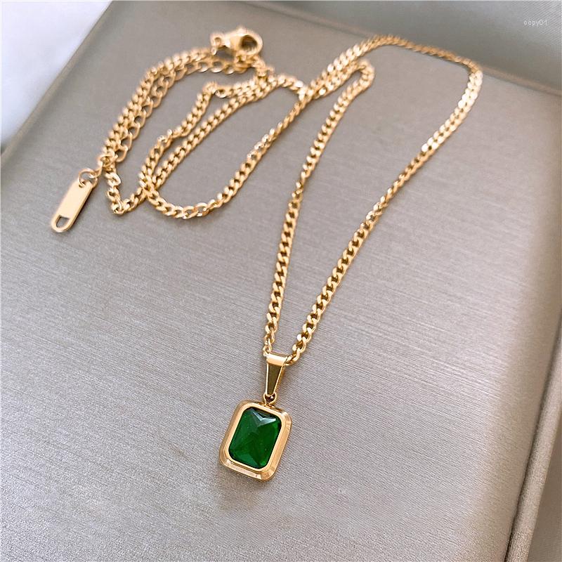 Pendant Necklaces French Simple Fashion Luxury High Quality Retro Green Titanium Steel Square Zircon Gift Banquet Wedding Women Jewelry
Pendant Necklaces French Simple Fashion Luxury High Quality Retro Green Titanium Steel Square Zircon Gift Banquet Wedding Women Jewelry