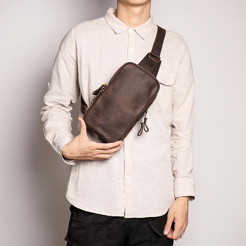 Evening Bags Casual Men's Leather Bodysuit Chest Bag Women's Crazy Horseskin Cross-body Large Capacity Shoulder Cow Small, Brown
Evening Bags Casual Men's Leather Bodysuit Chest Bag Women's Crazy Horseskin Cross-body Large Capacity Shoulder Cow Small, Brown