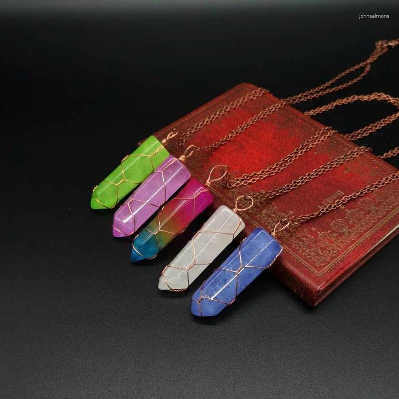 Pendant Necklaces Natural Stone Hexagonal Column Quartz Handmade Antique Copper Wire Wrap Crystal Gem Necklace Women Men Jewelry
Pendant Necklaces Natural Stone Hexagonal Column Quartz Handmade Antique Copper Wire Wrap Crystal Gem Necklace Women Men Jewelry