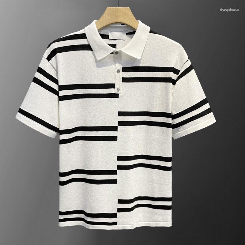 Men's Polos Patchwork Stripe Slim Knitted Polo Shirt Contrasting Lapel Stretched Men's Tee Homme Streetwear Fashion Casual, Black
Men's Polos Patchwork Stripe Slim Knitted Polo Shirt Contrasting Lapel Stretched Men's Tee Homme Streetwear Fashion Casual, Black