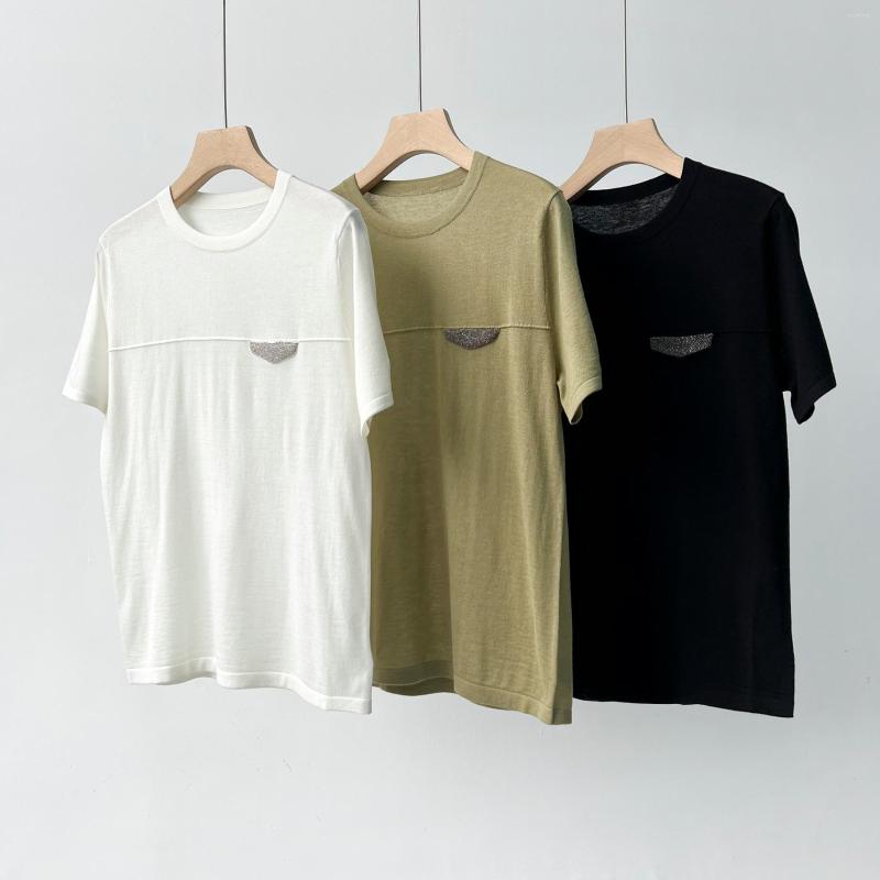 Women's T Shirts Women T-shirts Knitted Thin Beading Top Short Sleeve O-neck Solid Loose Tees Wool Casual Summer 2023, Black
Women's T Shirts Women T-shirts Knitted Thin Beading Top Short Sleeve O-neck Solid Loose Tees Wool Casual Summer 2023, Black