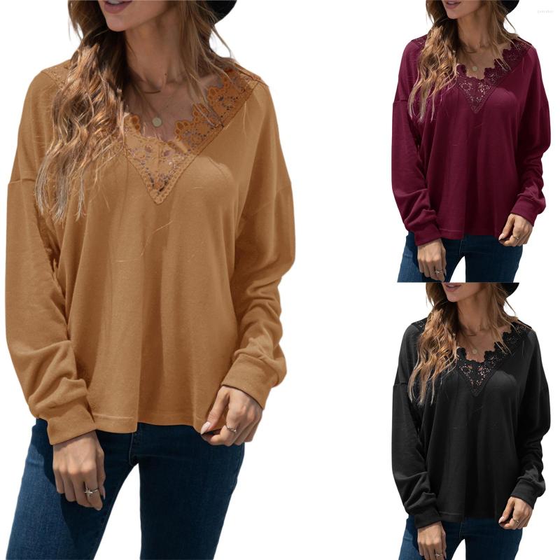 Women' Sweaters Fashion Women' Simple Style Pullover Lace V-neck Splicing Solid Color Long Sleeve T-shirt Deep Top, Black
Women' Sweaters Fashion Women' Simple Style Pullover Lace V-neck Splicing Solid Color Long Sleeve T-shirt Deep Top, Black