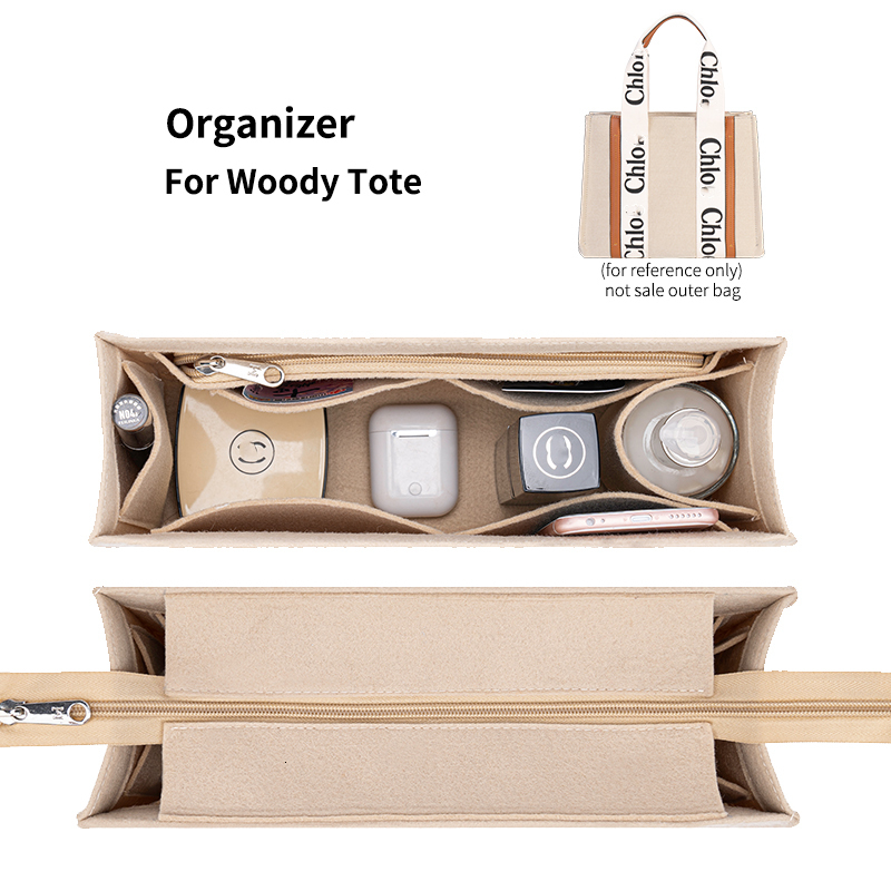 Cosmetic Bags Cases Purse Organizer Insert Felt Makeup Bag organizer with zipper Women's Luxury Handbag Tote Shaper For Woody Tote Inner Bags 230627, S21
Cosmetic Bags Cases Purse Organizer Insert Felt Makeup Bag organizer with zipper Women's Luxury Handbag Tote Shaper For Woody Tote Inner Bags 230627, S21