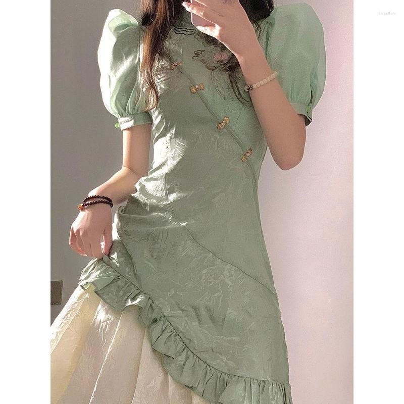 Ethnic Clothing Chinese Style Dresses Elegant Improved Qipao Embroider Floral Vestidos Ruffle Cheongsams Women Sexy Qipaos Slim
Ethnic Clothing Chinese Style Dresses Elegant Improved Qipao Embroider Floral Vestidos Ruffle Cheongsams Women Sexy Qipaos Slim