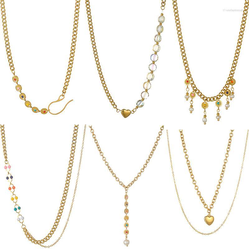 Chains Nextvance Fashion Punk Necklace Stainless Steel Chain Heart Colorful Bead Tassel For Women Girl Jewelry Gift Wholesale
Chains Nextvance Fashion Punk Necklace Stainless Steel Chain Heart Colorful Bead Tassel For Women Girl Jewelry Gift Wholesale