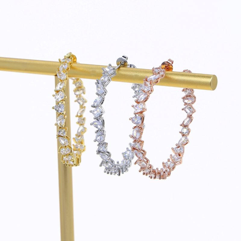 New Arrive Daily Life Circle Earring Full Pave Cubic Zircon CZ Fashion Hip Hop Women Lady Jewelry