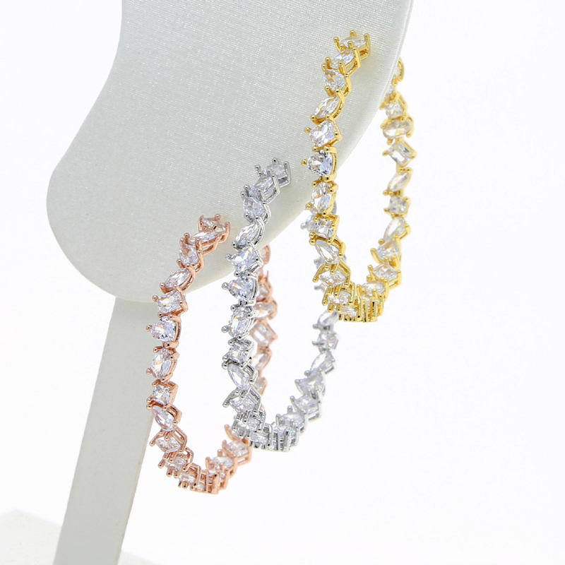 New Arrive Daily Life Circle Earring Full Pave Cubic Zircon CZ Fashion Hip Hop Women Lady Jewelry