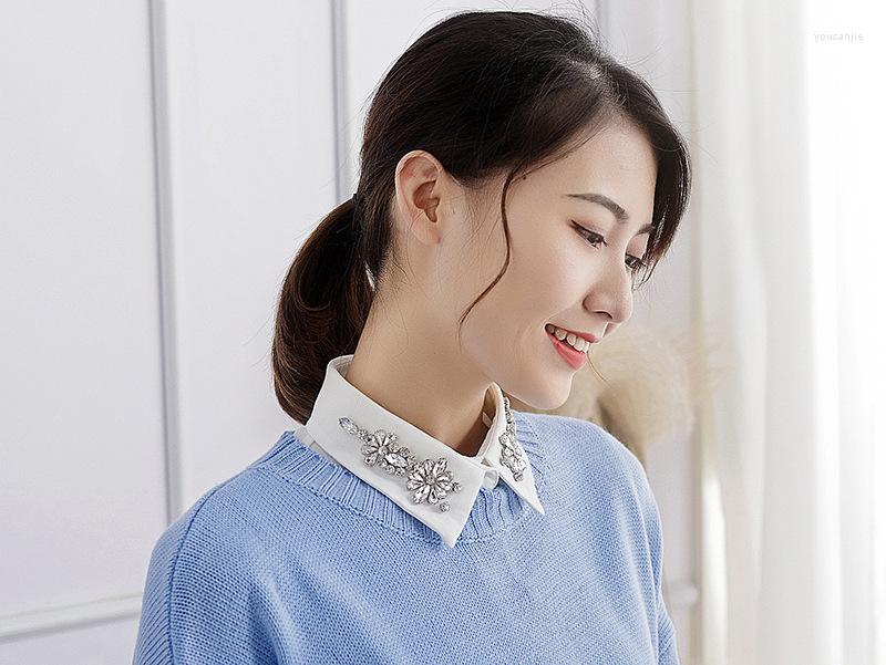 Women's Blouses Detachable Lace Up Fake Collar Shirt Bead Crystal Women High Quality Arrived And Men Blue Stripes, Color as picture
Women's Blouses Detachable Lace Up Fake Collar Shirt Bead Crystal Women High Quality Arrived And Men Blue Stripes, Color as picture