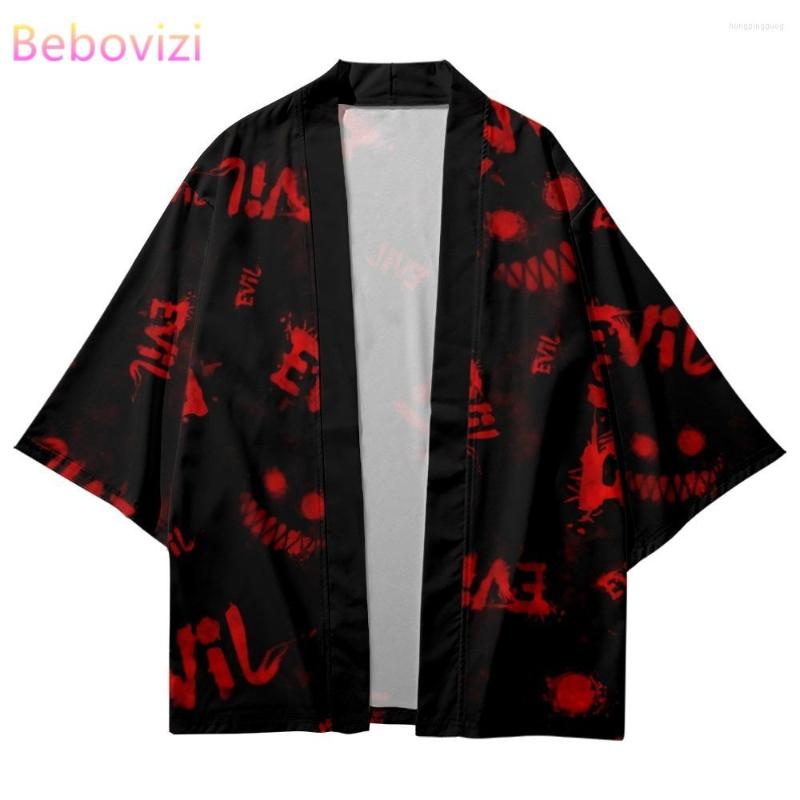 

Ethnic Clothing Fashion Evil Print Japanese Cosplay Kimono Cardigan Men Shirts Yukata Haori Women Traditional Beach Tops Asian 2023