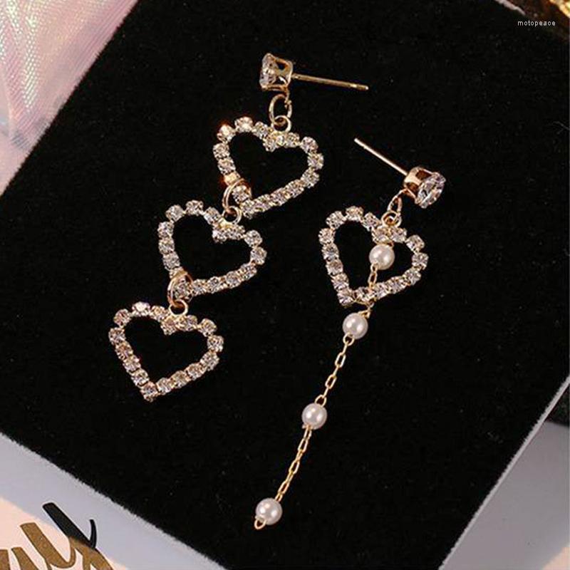 Dangle Earrings Asymmetric Heart For Women Fashion Pearl Crystal Tassel Drop Gold Color Korean Long Jewelry
Dangle Earrings Asymmetric Heart For Women Fashion Pearl Crystal Tassel Drop Gold Color Korean Long Jewelry