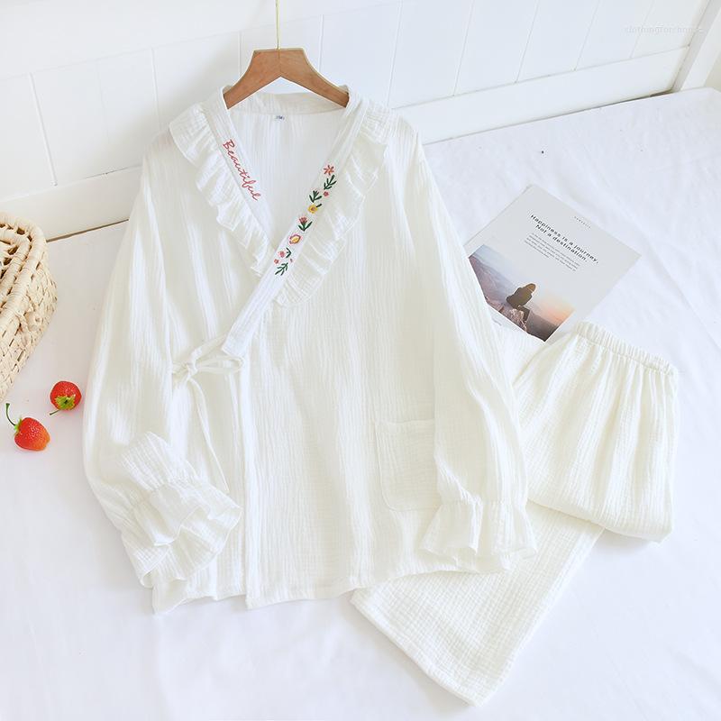 Women's Sleepwear Japanese Kimono Pajamas Autumn Cotton Gauze Ladies Thin Long Sleeve Trouser Suits Solid Lounge Wear 2 Piece Home Set, Pink
Women's Sleepwear Japanese Kimono Pajamas Autumn Cotton Gauze Ladies Thin Long Sleeve Trouser Suits Solid Lounge Wear 2 Piece Home Set, Pink
