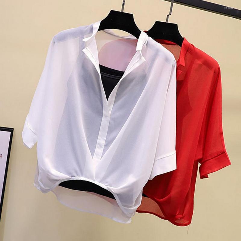 Women' Blouses Ladies Summer Two Piece Set V-neck Batwing Sleeves Thin Pullover See-through Striped Print Lady Shirt Camisole Sets, White
Women' Blouses Ladies Summer Two Piece Set V-neck Batwing Sleeves Thin Pullover See-through Striped Print Lady Shirt Camisole Sets, White