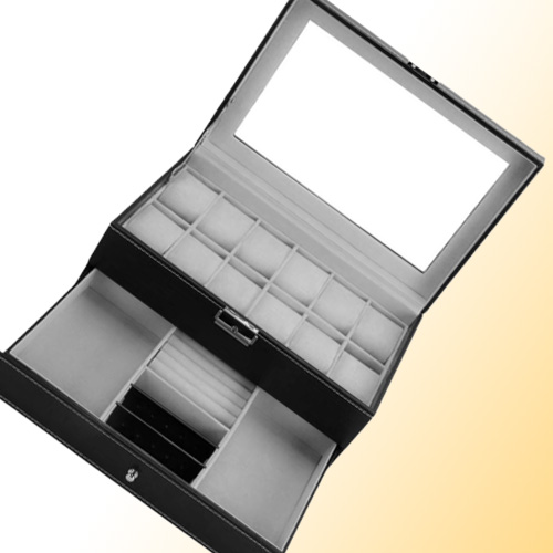 New 12 Grids Slots Double Layers PU Leather Watch Storage Box Professional Watch Case Rings Bracelet Organizer Box Holder