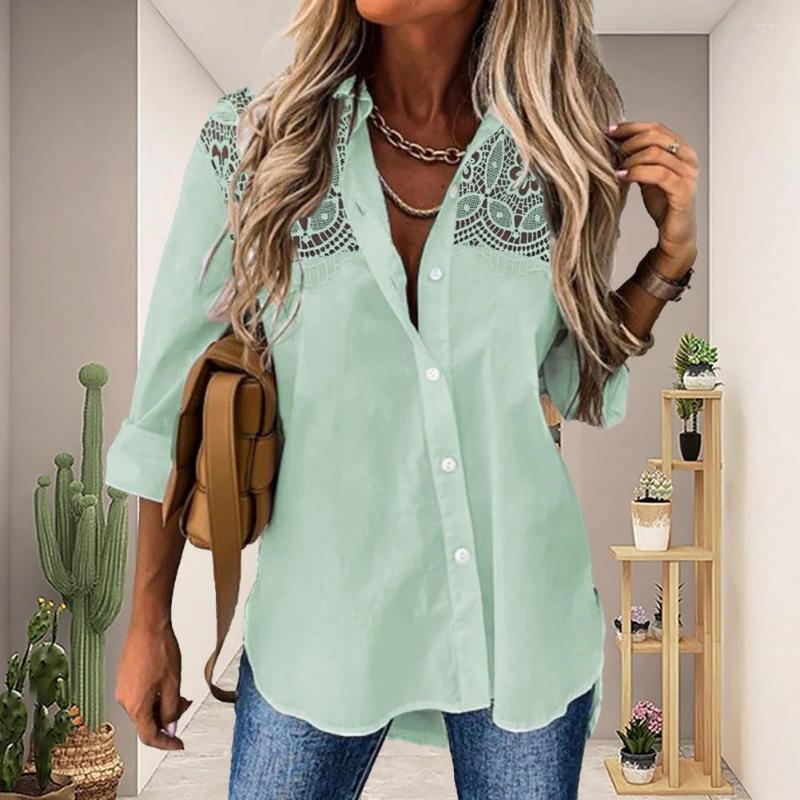 Women' Blouses Women Shirt Lapel Long Sleeve Buttons Lady Turn-Down Collar Placket Casual Crochet Floral Lace Stitching Top, White
Women' Blouses Women Shirt Lapel Long Sleeve Buttons Lady Turn-Down Collar Placket Casual Crochet Floral Lace Stitching Top, White