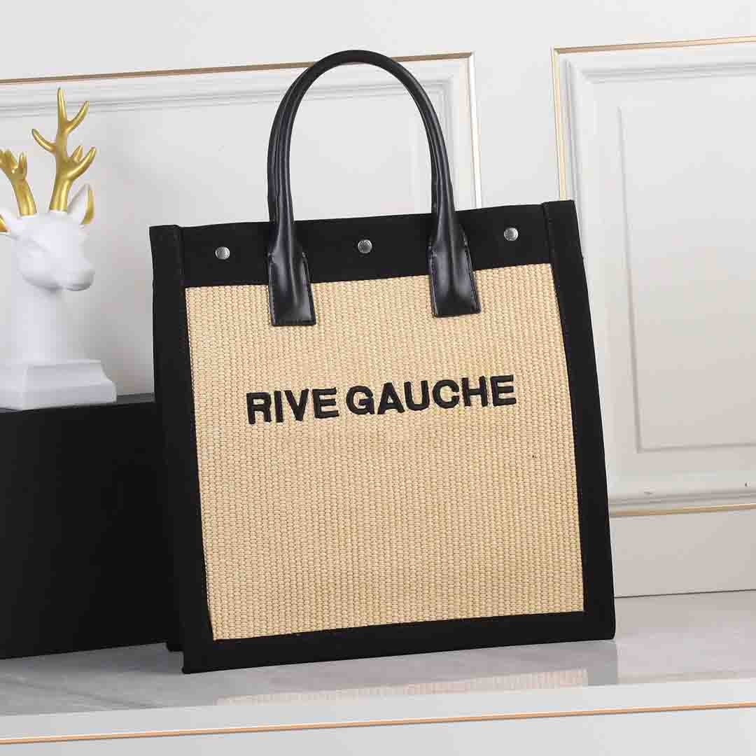 Designer Rive Gauche Beach Tote Bag Women canvas and weave leather large capacity Handbag Luxury Fashion Shopping Handbag Top Linen Travel Satchel Wallet Totes, Black
Designer Rive Gauche Beach Tote Bag Women canvas and weave leather large capacity Handbag Luxury Fashion Shopping Handbag Top Linen Travel Satchel Wallet Totes, Black