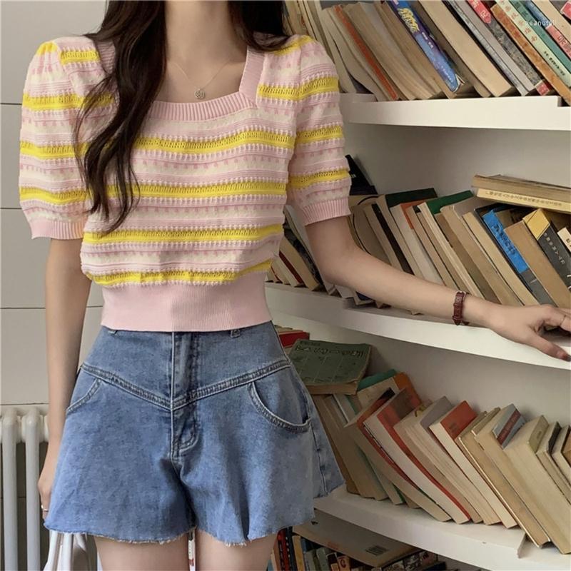 Women's T Shirts Knitted Strapes Puff Sleeves Sexy Tops Formal Office Womens Wearing Cloth Short Casual For Drop, Blue
Women's T Shirts Knitted Strapes Puff Sleeves Sexy Tops Formal Office Womens Wearing Cloth Short Casual For Drop, Blue