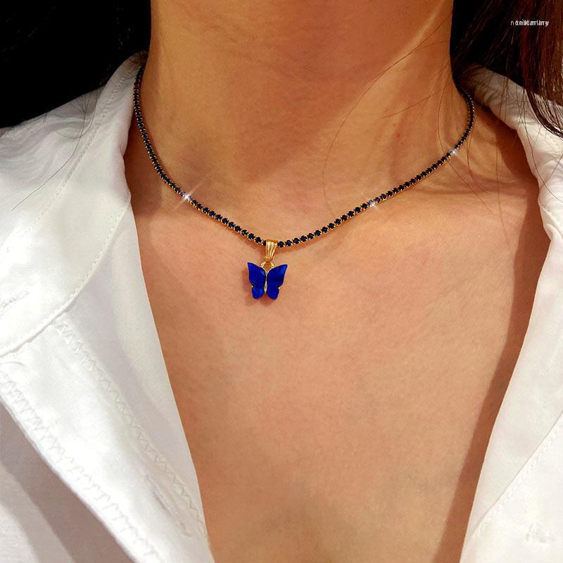 Chains Flatfoosie Fashion Blue Pink Butterfly Pendant Necklace For Women 2mm Zircon Tennis Chain Wedding Jewelry Gift
Chains Flatfoosie Fashion Blue Pink Butterfly Pendant Necklace For Women 2mm Zircon Tennis Chain Wedding Jewelry Gift