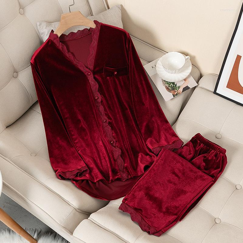 Women's Sleepwear Velvet Pajamas Women Autumn Winter Long Sleeve Casual Nightwear Pyjamas Suit Loose Home Clothes Lace Trim Sleep Set, White
Women's Sleepwear Velvet Pajamas Women Autumn Winter Long Sleeve Casual Nightwear Pyjamas Suit Loose Home Clothes Lace Trim Sleep Set, White
