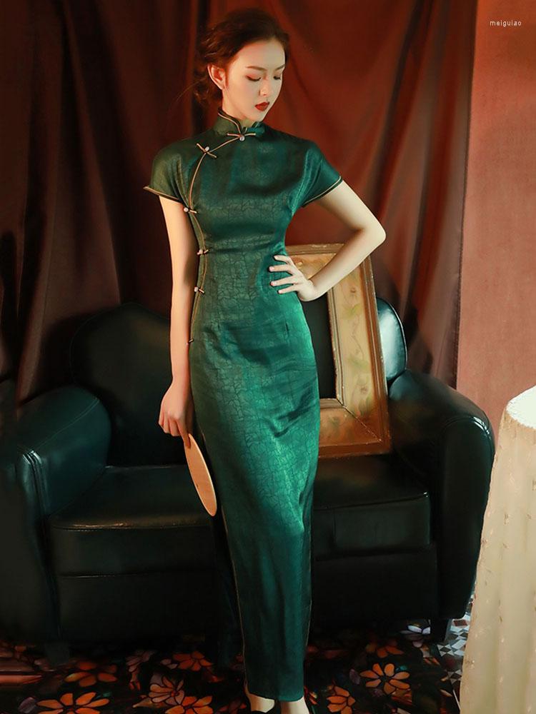 Ethnic Clothing Improved Qipao Green Slim Height Split Long Women's Vintage Chinese Style Old Shanghai Daily Life Dress
Ethnic Clothing Improved Qipao Green Slim Height Split Long Women's Vintage Chinese Style Old Shanghai Daily Life Dress