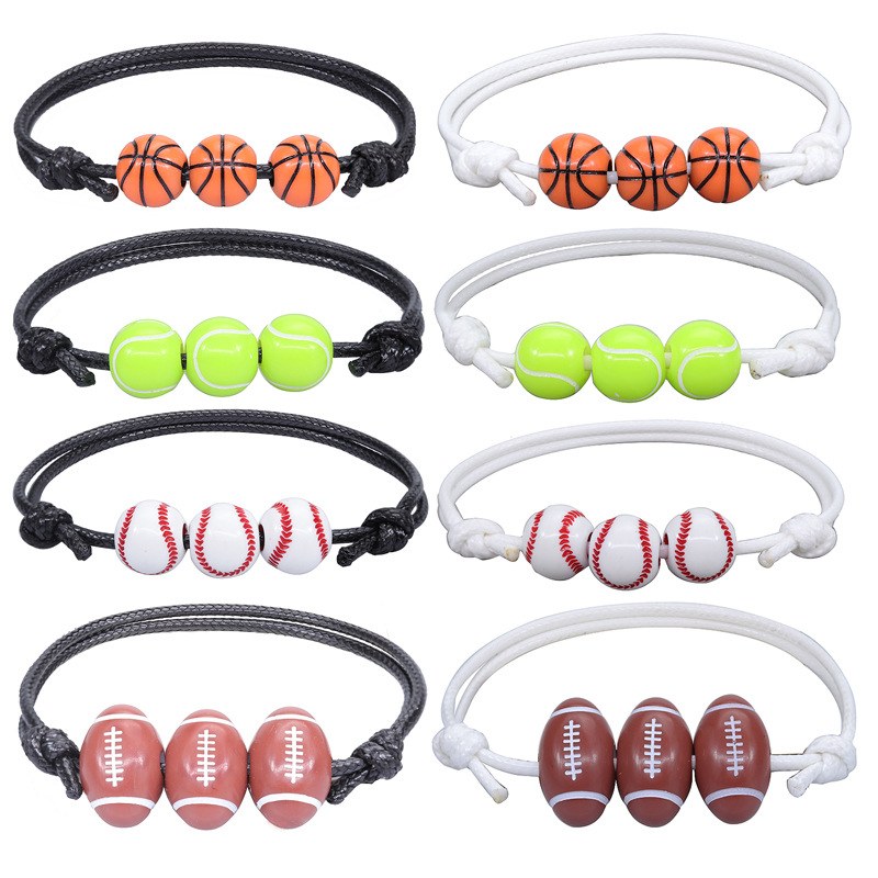 Hand Made Casual Basketball Baseball Bracelet Wax Line Woven Tennis Rugby Bracelet Boys Girls Sports Jewelry
Hand Made Casual Basketball Baseball Bracelet Wax Line Woven Tennis Rugby Bracelet Boys Girls Sports Jewelry
