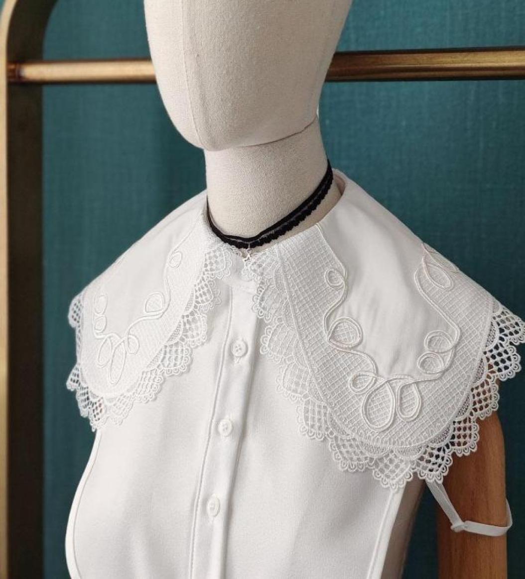 Bow Ties Elegant White Fake Collars For Women Lapel False Collar Shirt Necktie Detachable Ladies Clothes Accessory Faux Col8694467